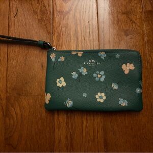 Coach Teal Floral Wristlet